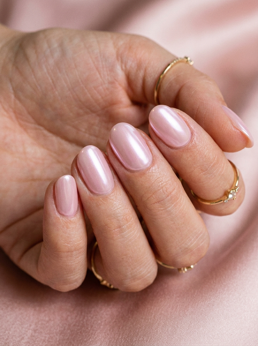 Hellrosa Chrome Nails als Hellrosa Nägel Inspiration 2026